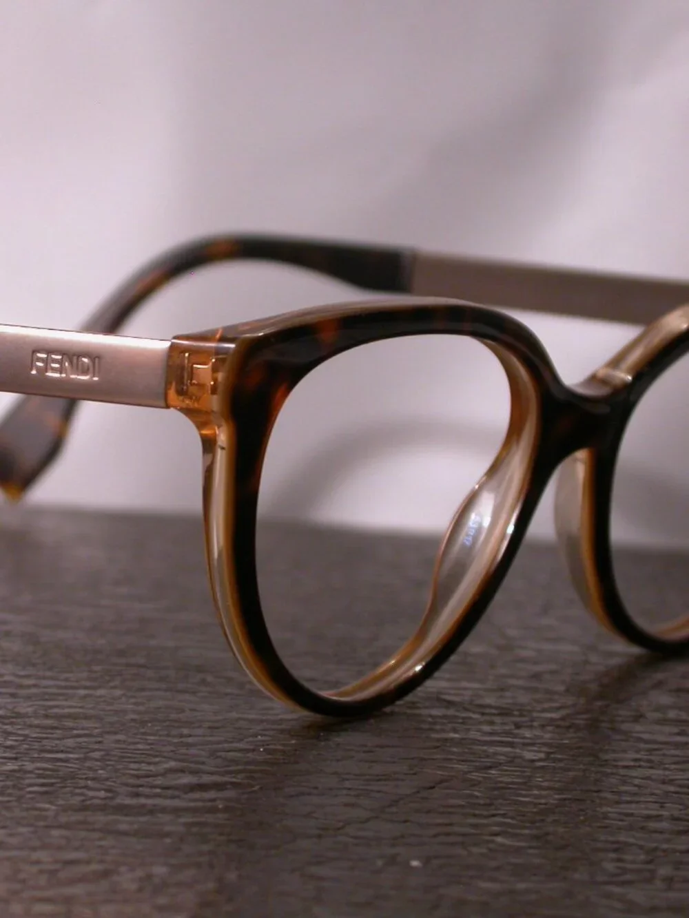 Fendi Gold and Tortoise Designer Eyeglasses Made in Italy